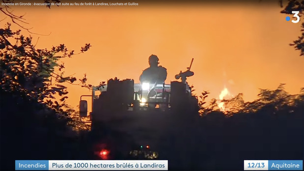 Incendie en Gironde : vacuation de nuit suite au feu de fort  Landiras, Louchats et Guillos