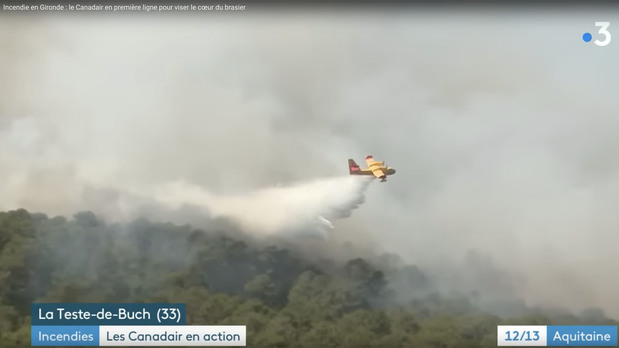 Incendie en Gironde : le Canadair en premire ligne pour viser le cur du brasier