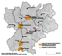 Risque nuclaire : communes comprises dans le p�rim�tre d'application d'un PPI