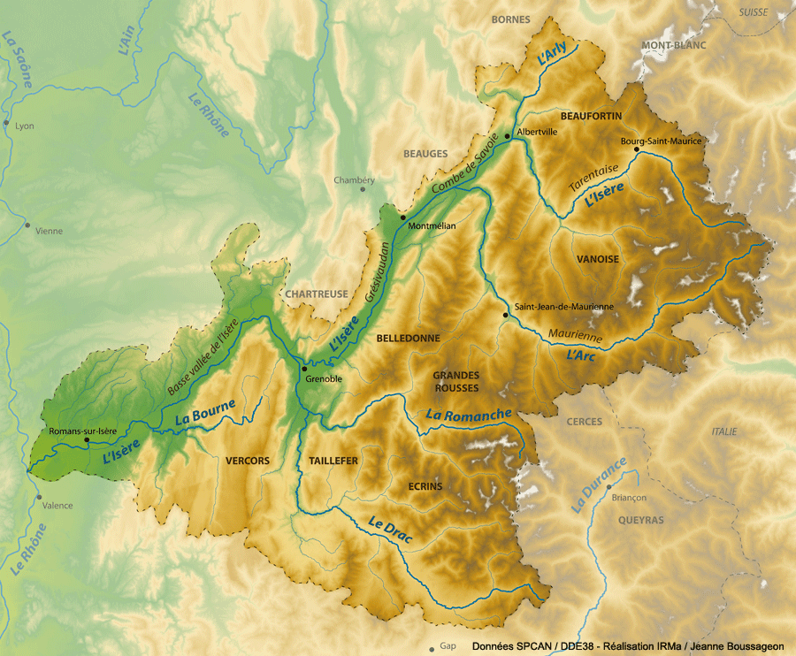 La bassin versant de l'Isère : 11 800 Km² entre plaine et montagne