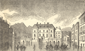 La place Vaucanson, dans la nouvelle ville, le 3 novembre 1859. En face l'htel de la banque de France.