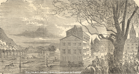 Inondation du 2 novembre 1859 - quais de l'Isre et Jardin de Ville