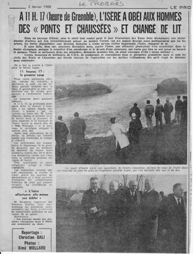 Article du Progrès de Lyon du 2 février 1968 relatant la coupure de la boucle du Bois Français