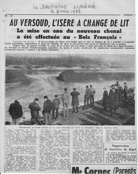 Article du Dauphiné Libéré du 2 février 1968 relatant la coupure de la boucle du Bois Français