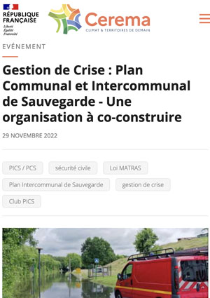Gestion de Crise : Plan Communal et Intercommunal de Sauvegarde - Une organisation à co-construire