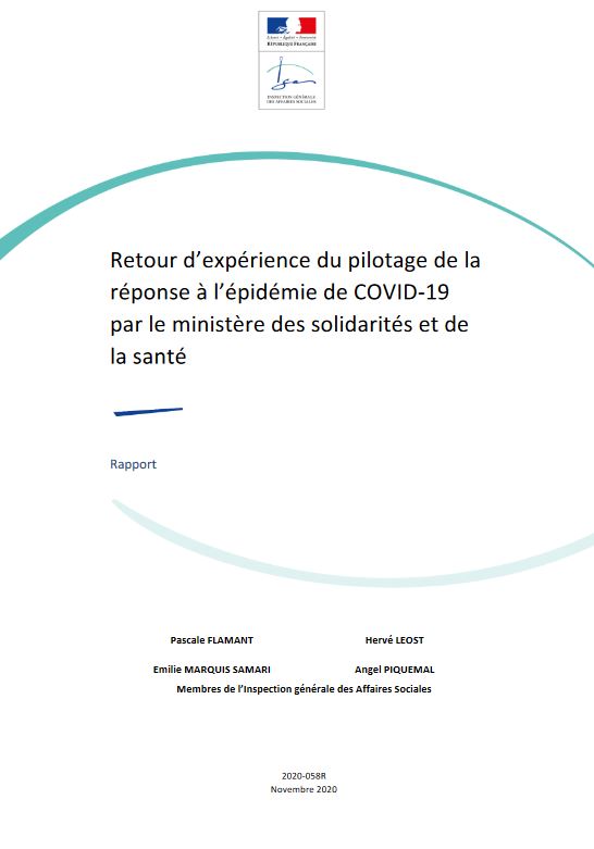 Retour dexprience du pilotage de la rponse  lpidmie de COVID-19 par le ministre des solidarits et de la sant