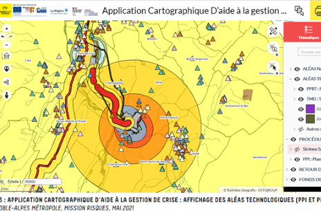 Application cartographique d'aide à la gestion de crise : affichage des aléas technologiques © Grenoble Alpes Métropole