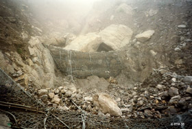 Ouvrages cables installés dans le ravin de la Roche entre 1993 et 1995