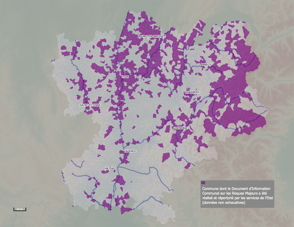 Communes ayant réalisé leur DICRIM en Rhône-Alpes au 01/01/2013 (© IRMa)