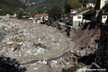 Crue de la Vésubie à Roquebillière lors de la tempête Alex - érosion de la berge rive gauche