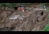 Une maison menace par un glissement de terrain  Mres (Haute-Savoie)