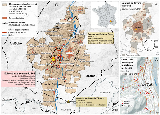 Synthèse cartographique des principaux effets du séisme du Teil 