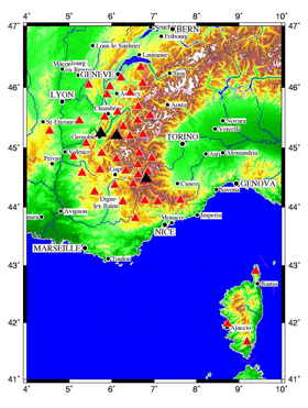 Carte du rseau Sismalp (  Franois Thouvenot, ISTerre)