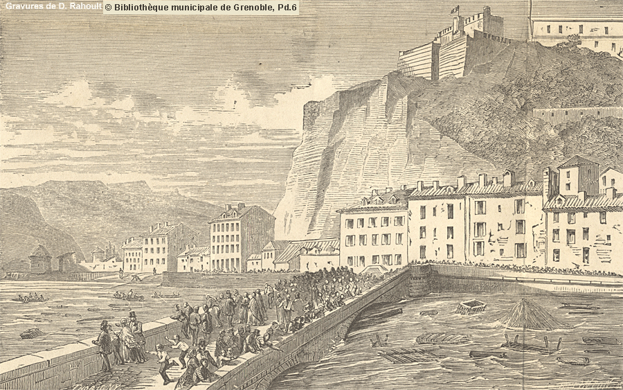 L'Isre au pont Marius Gontard et le quai Perrire le 2 novembre 1859  2 heures et demi.