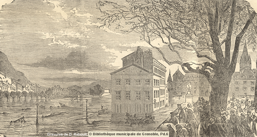 Inondation du 2 novembre 1859 - quais de l'Isère et Jardin de Ville