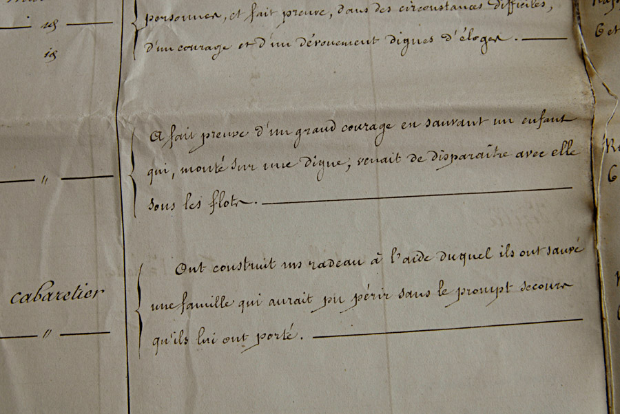 Extrait de  inondation des 1er, 2 et 3 novembre 1859 - Actes de courages et de dvouement  dress par le Prfet de l'Isre le 30 janvier 1860