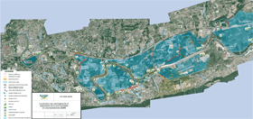 Localisation des amnagements du projet Isre amont et des zones inondables aprs travaux