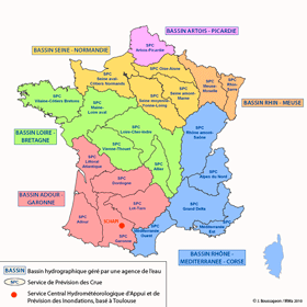 Carte des SPC pour la France Métropolitaine (source : SCHAPI)