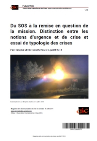 Du SOS  la remise en question de la mission. Distinction entre les notions durgence et de crise et essai de typologie des crises