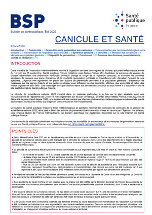 Bulletin de sant publique canicule. t 2022.