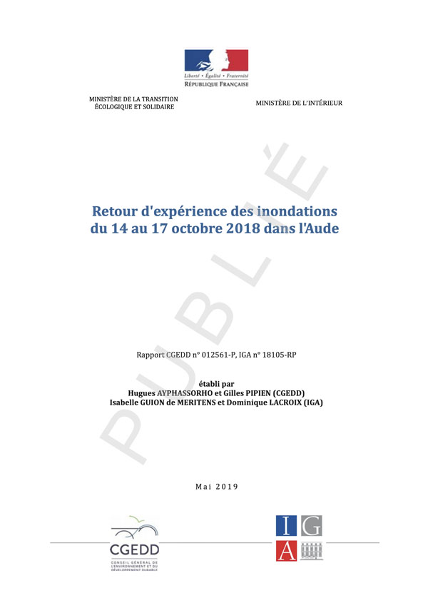 Retour d'exprience des inondations du 14 au 17 octobre 2018 dans l'Aude