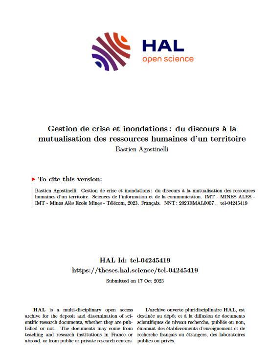 [Thse] Gestion de crise et inondations : du discours  la mutualisation des ressources humaines d'un territoire