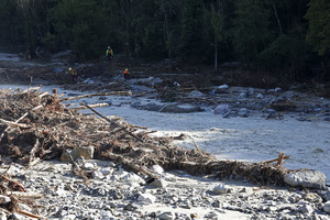 Recherche de victimes suite à la crue de la Vésubie du 2 octobre 2020 - © IRMa/Sébastien Gominet