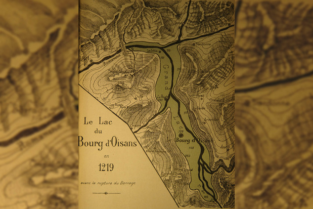 Le lac du bourg d'Oisans en 1219, avant la rupture du barrage  Archives dpartementales de l'Isre