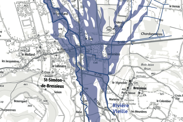 Aire dinfluence des inondations en cas de crue centennale  SIRRA, Res Publica