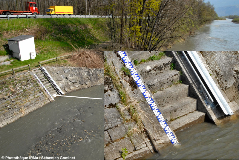 Echelle limnimétrique de la station de Pont Royal en Savoie