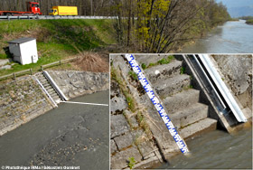 Echelle limnimtrique de la station de Pont Royal en Savoie