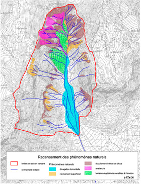 Recensement des phnomnes naturels affectant le bassin versant du torrent du Manival