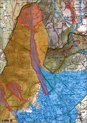 Carte des alas et des enjeux en l'absence d'ouvrages de protection