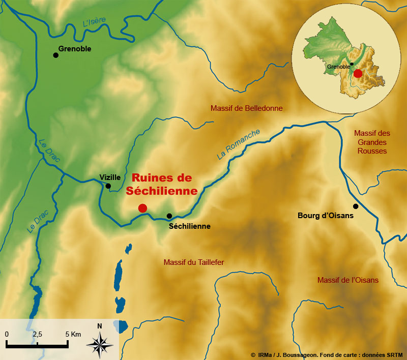 Situation des Ruines de Schilienne dans le dpartement de lIsre