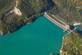 Vue arienne du barrage de Notre Dame de Commiers sur le Drac