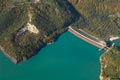 Vue arienne du barrage de Notre Dame de Commiers sur le Drac