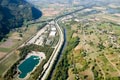 Vue arienne de l'Arc en amont immdiat de la confluence avec l'Isre