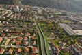 Vue arienne du torrent du Domnon et du lotissement des Chenevires et des Vernes