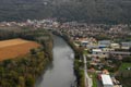 Vue arienne de l'Isre sur la commune de Villard Bonnot