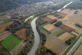 Vue arienne de l'Isre sur la commune de Froges