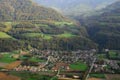 Vue arienne de la commune de Tencin et du torrent du Merdaret