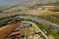 Vue ariene de  l'Isre dans le secteur de l'Ile de la Btie