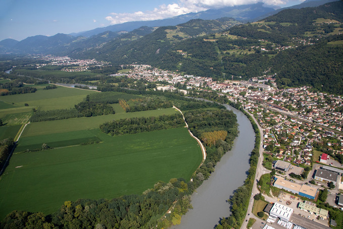 Vue aérienne de l'Isère à Villard-Bonnot