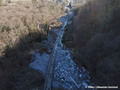 Ligne du funiculaire du Plateau des Petites Roches endommage suite  la crue du torrent de montfort