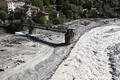 Crue de la Vsubie  Roquebillire lors de la tempte Alex - Passerelle pitonne dtruite