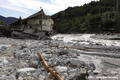 Crue de la Vésubie à Roquebillière lors de la tempête  Alex - maison détruite en face de l'usine EDF