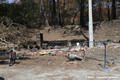 Terrain de pétanque de la plage de Cazaux-lac détruit par l'incendie de la Teste de Buch