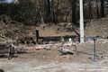 Terrain de ptanque de la plage de Cazaux-lac dtruit par l'incendie de la Teste de Buch