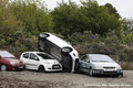 Inondations  Trbes (Aude) le 15 octobre 2018 - Carcasses de voitures sur le parking en rive gauche