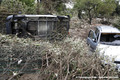 Inondations  Trbes (Aude) le 15 octobre 2018 - Carcasses de voitures sur le parking en rive gauche